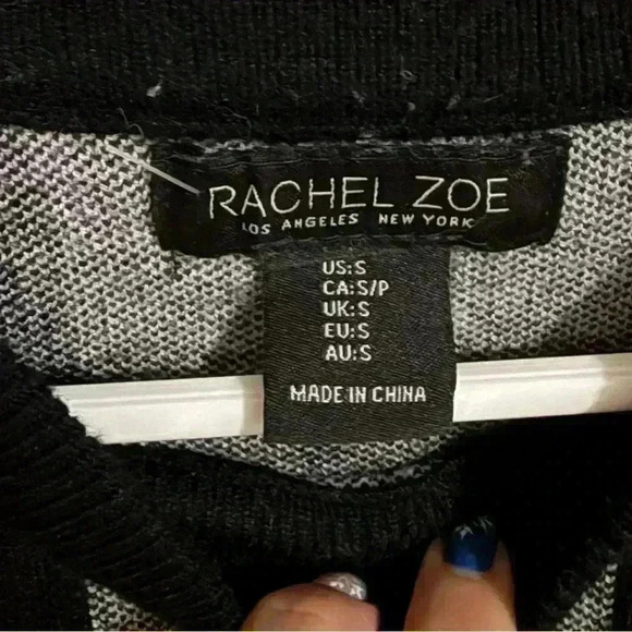 Rachel Zoe Black and White Checker Plaid Turtleneck Sweater, Women's Size S - Picture 2 of 4